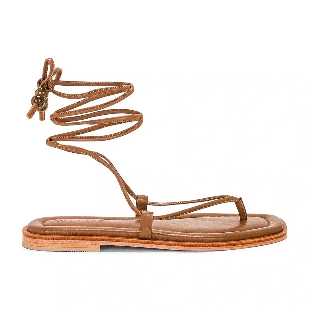 A.Emery Finch Sandal Flip Flop Wrap Deep Tan Leather Size 41/11 NWT - Picture 3 of 12